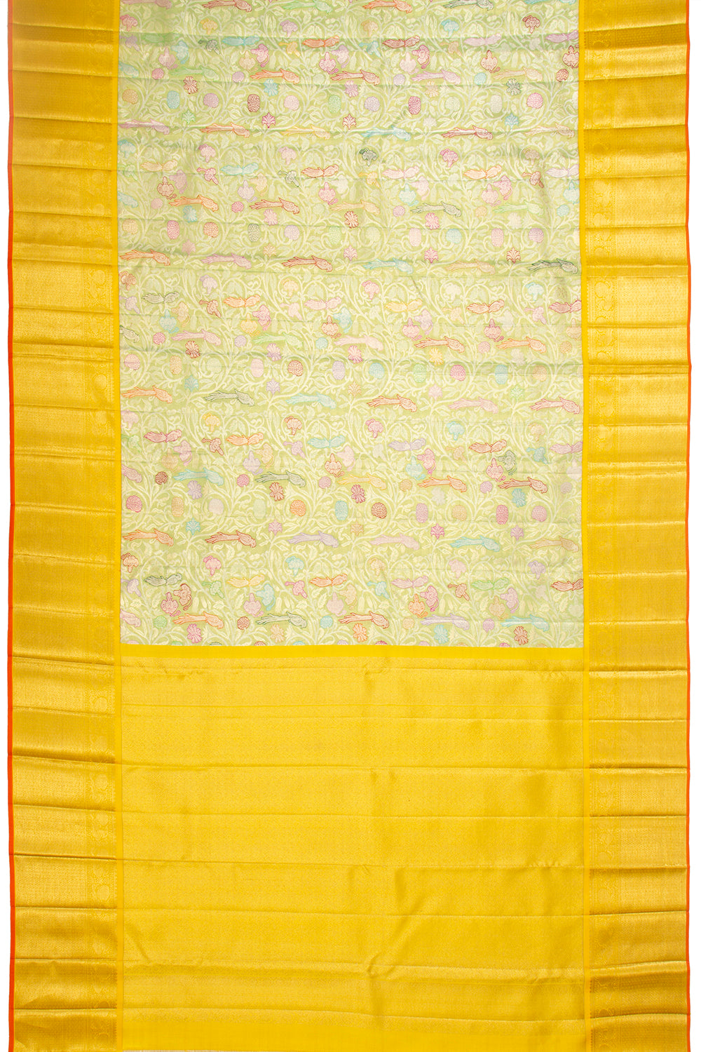Kanchipuram Silk Tissue Jaal Green Saree
