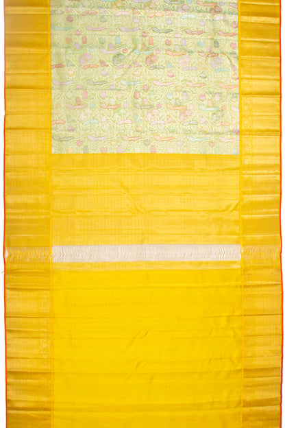 Kanchipuram Silk Tissue Jaal Green Saree