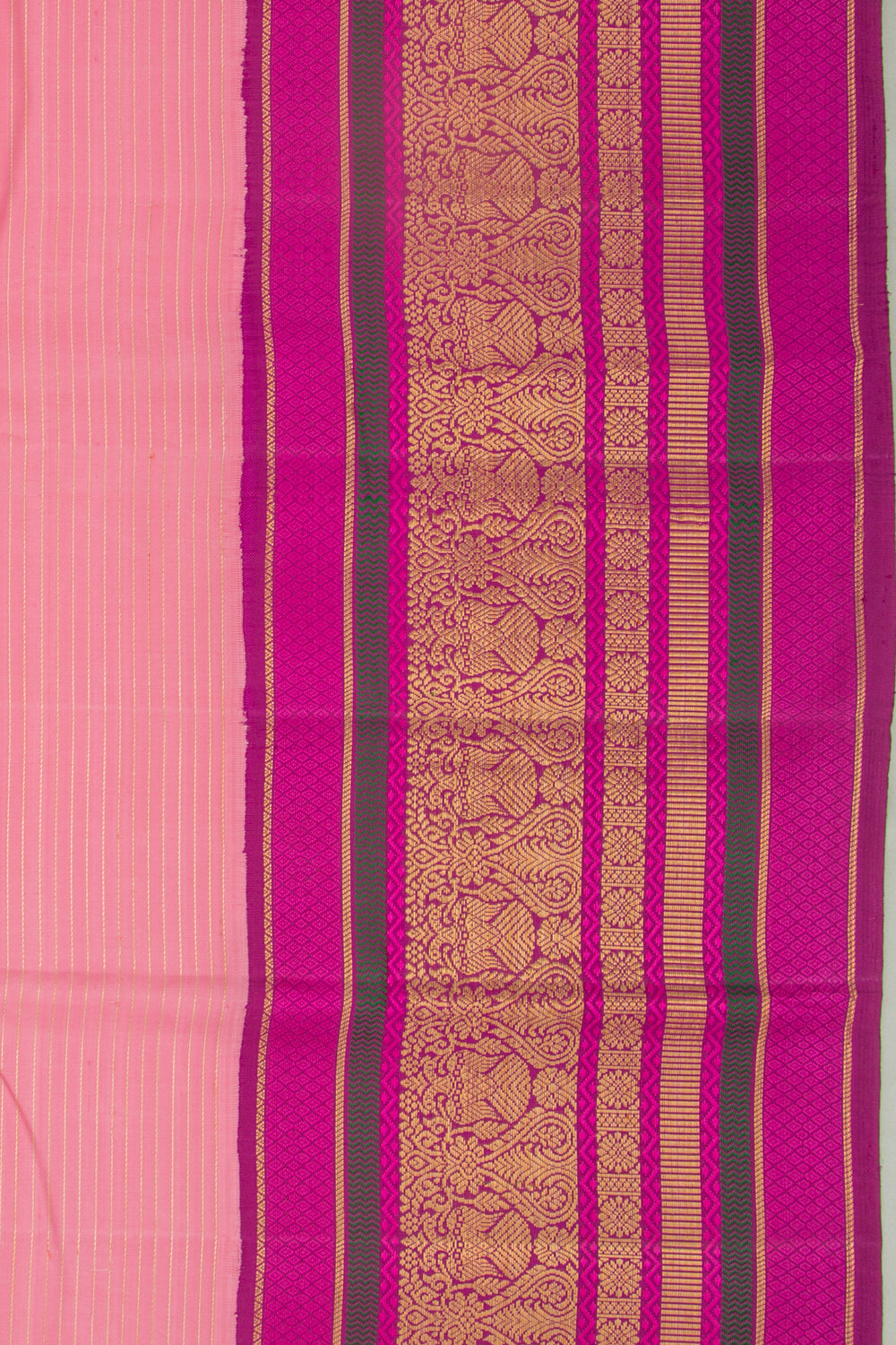 Kanchipuram Silk Horizontal Lines Baby Pink Saree