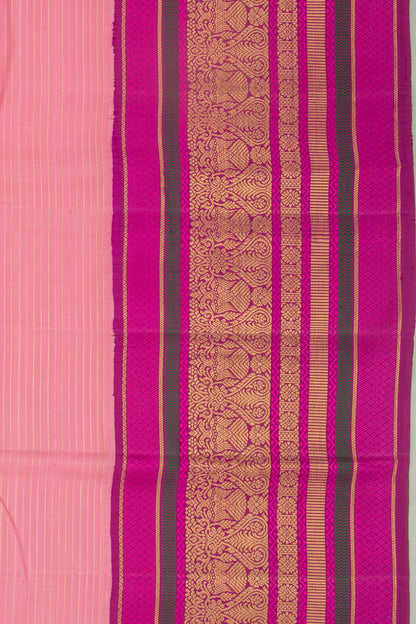 Kanchipuram Silk Horizontal Lines Baby Pink Saree