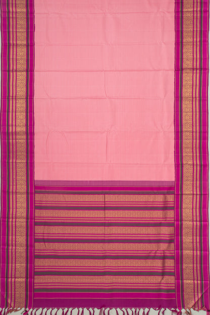 Kanchipuram Silk Horizontal Lines Baby Pink Saree
