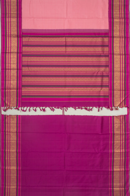 Kanchipuram Silk Horizontal Lines Baby Pink Saree