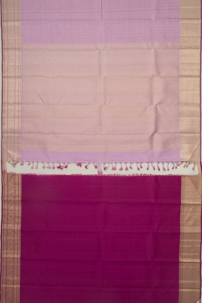 Kanchipuram Silk Checks And Butta Lavender Saree