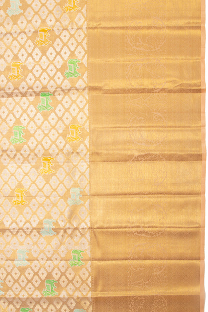 Kanchipuram Silk Tissue Brocade Gold Saree
