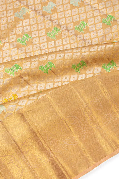 Kanchipuram Silk Tissue Brocade Gold Saree