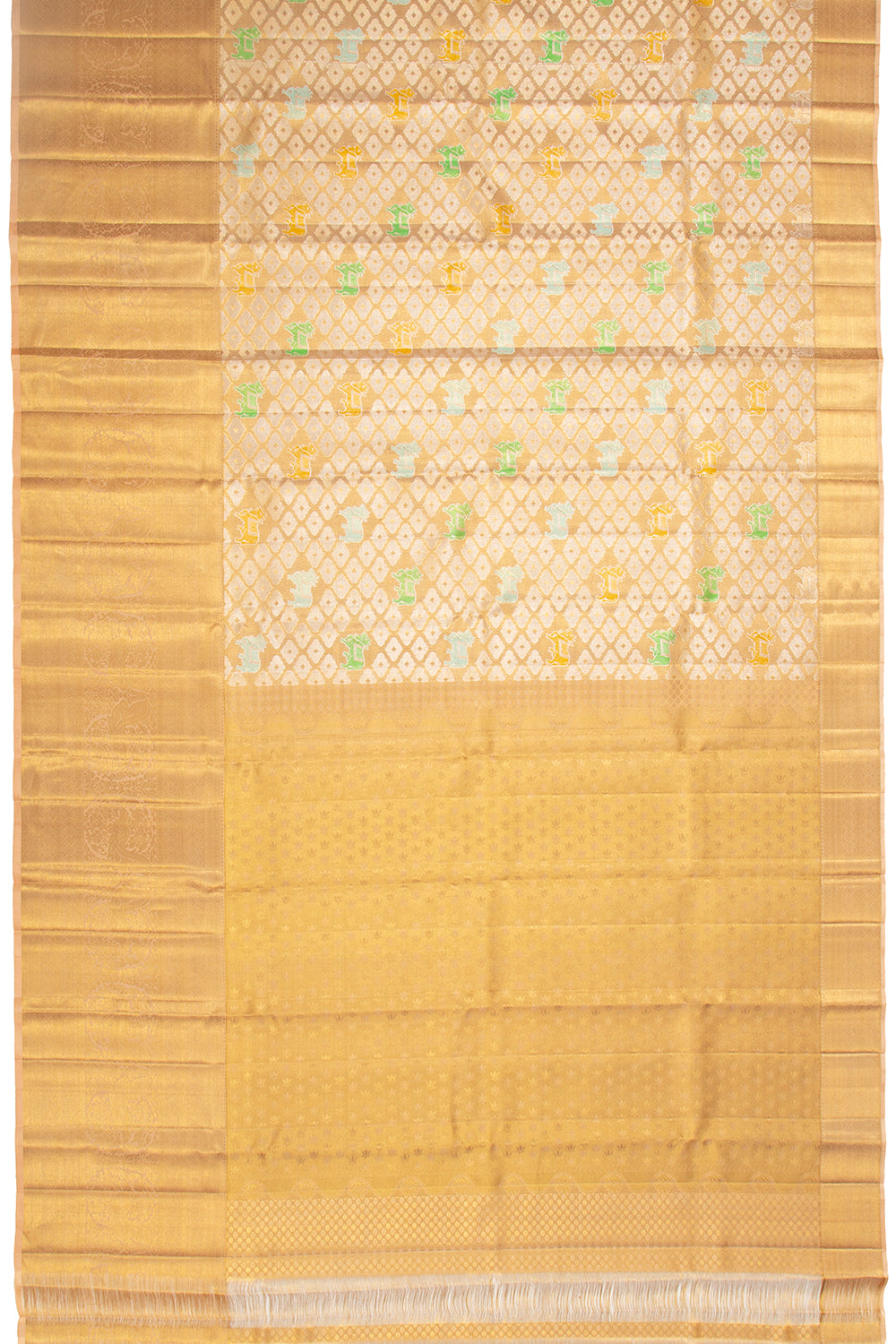 Kanchipuram Silk Tissue Brocade Gold Saree