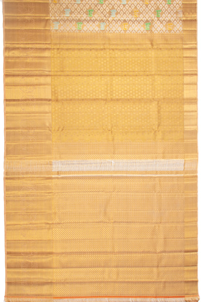 Kanchipuram Silk Tissue Brocade Gold Saree