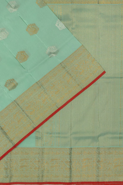 Kanchipuram Linen Butta Sea Green Saree