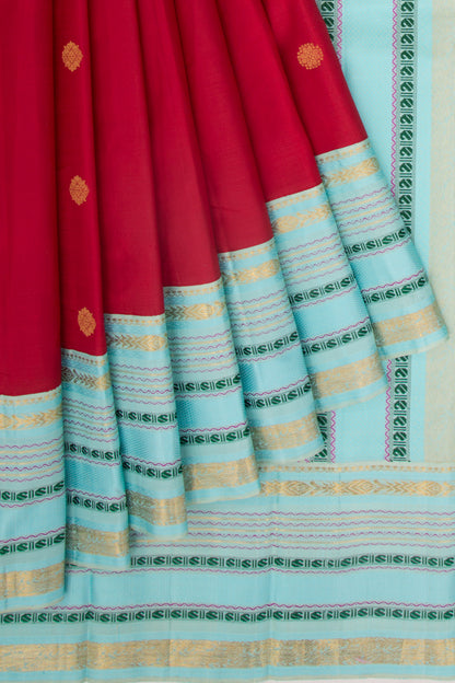 Gadwal Silk Butta Red Saree