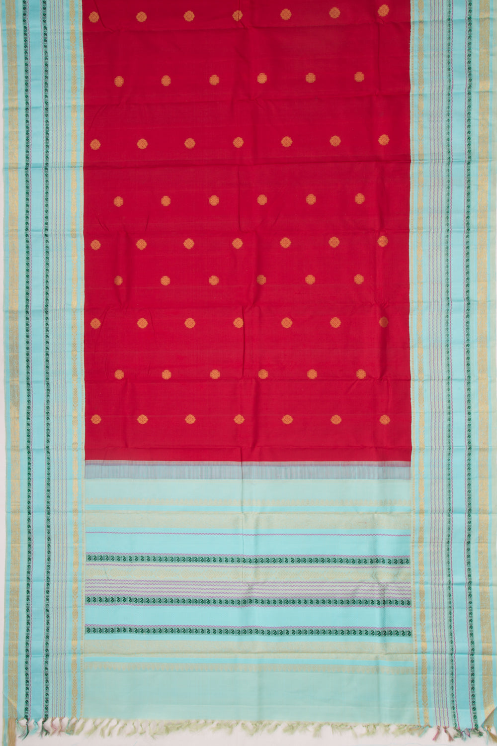 Gadwal Silk Butta Red Saree