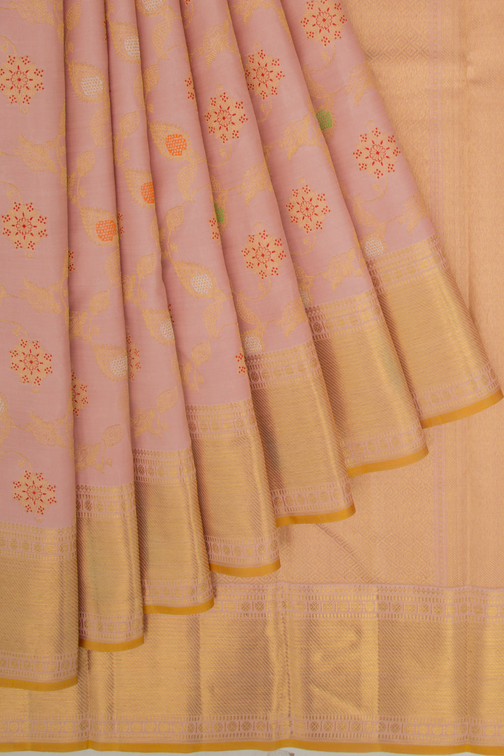 Kanchipuram Silk Jaal Baby Pink Saree