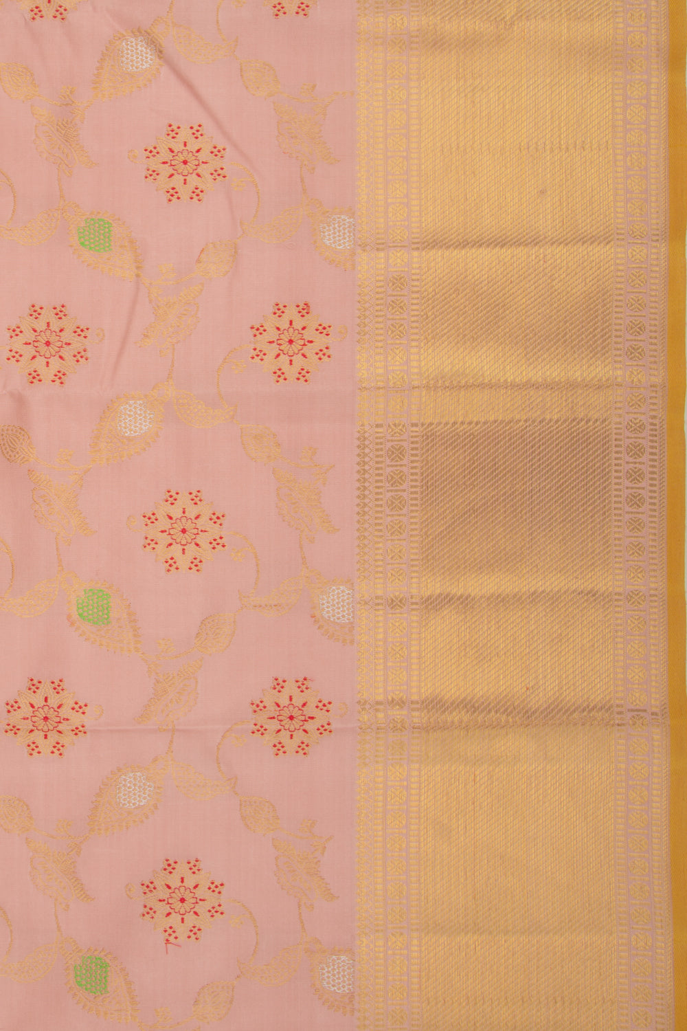 Kanchipuram Silk Jaal Baby Pink Saree