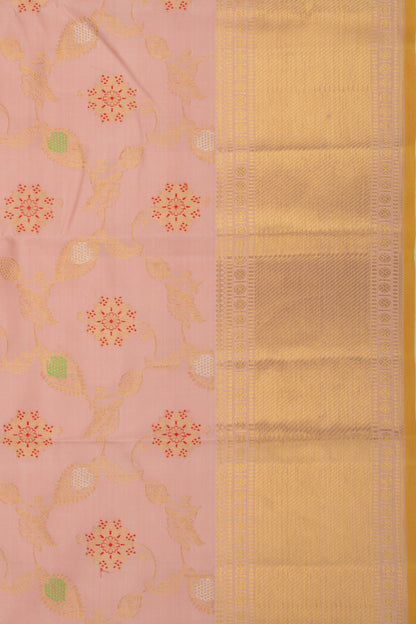 Kanchipuram Silk Jaal Baby Pink Saree