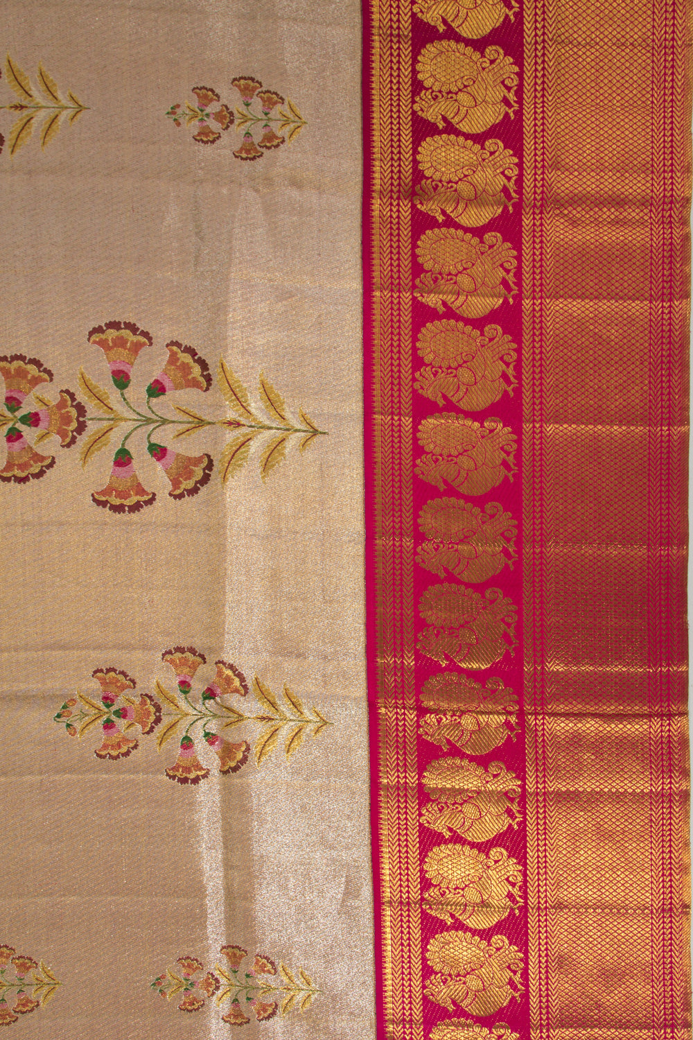Kanchipuram Silk Tissue Butta Gold Saree