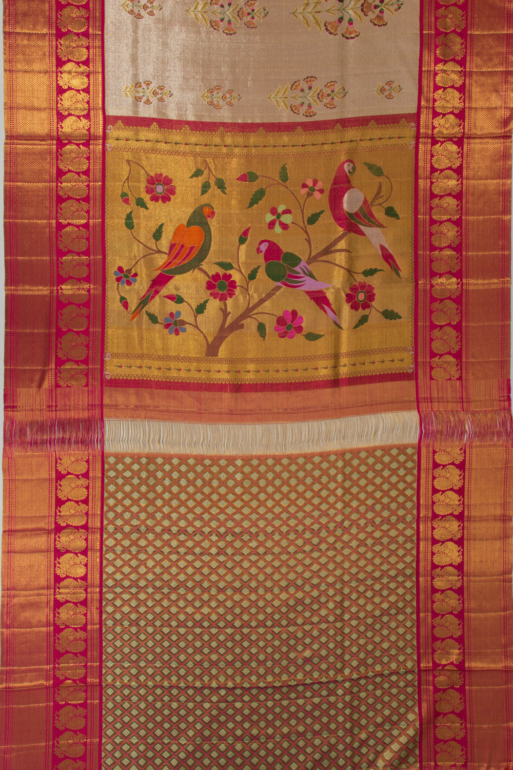 Kanchipuram Silk Tissue Butta Gold Saree