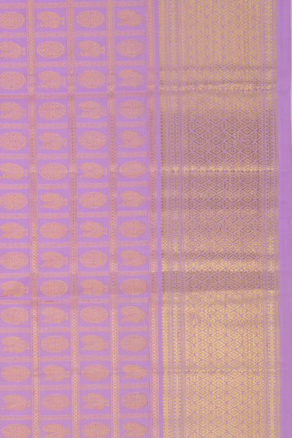 Kanchipuram Silk Checks And Butta Lavender Saree