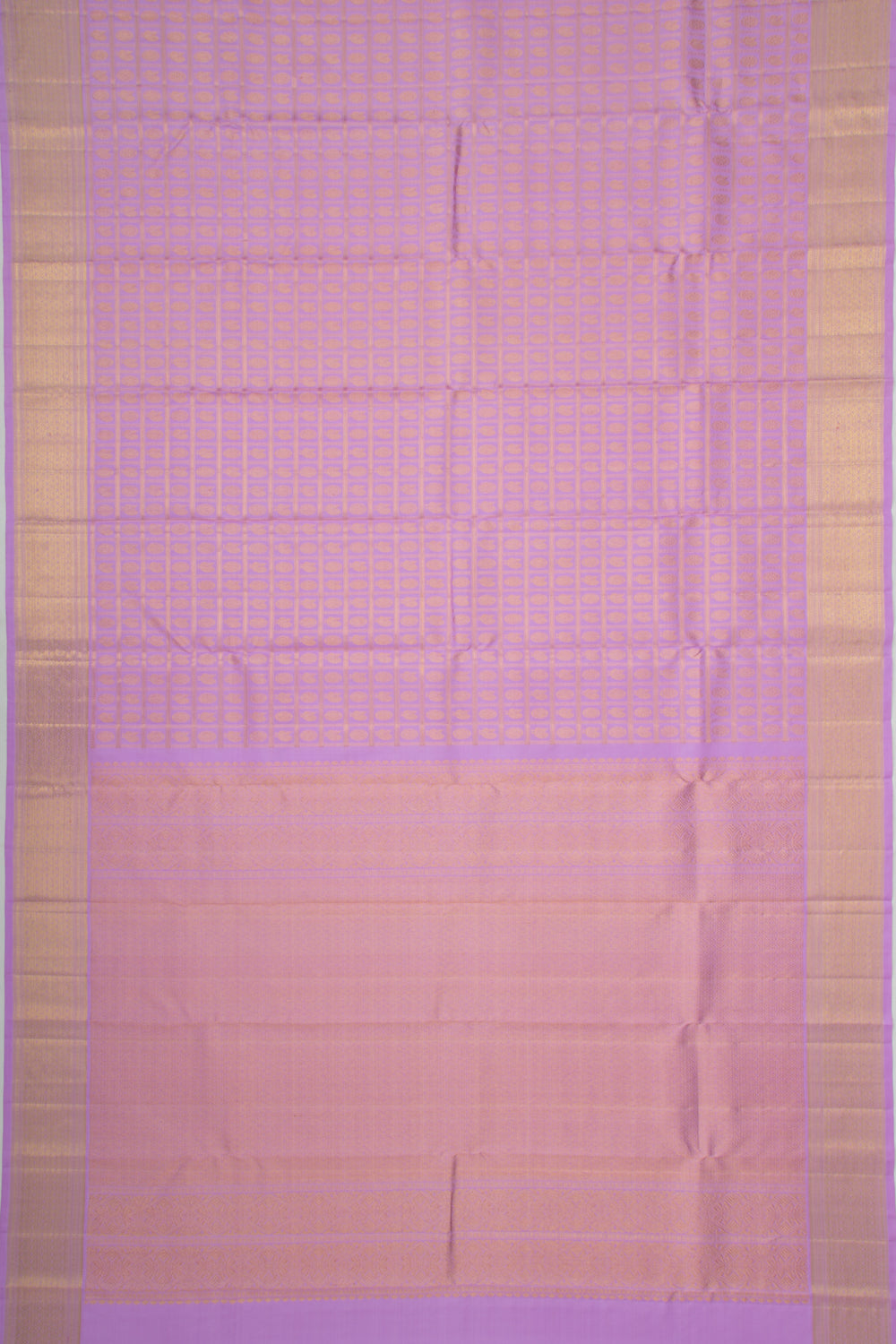Kanchipuram Silk Checks And Butta Lavender Saree