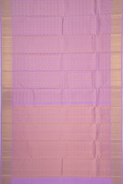 Kanchipuram Silk Checks And Butta Lavender Saree