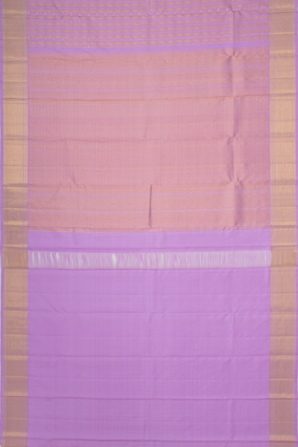Kanchipuram Silk Checks And Butta Lavender Saree