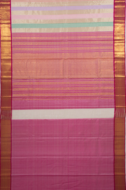 Kanchipuram Silk Tissue Lines Multicolour Saree