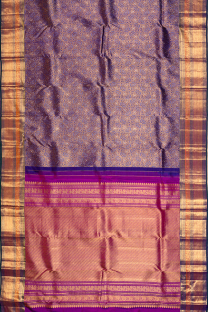 Kanchipuram Silk Brocade Dark Blue Saree