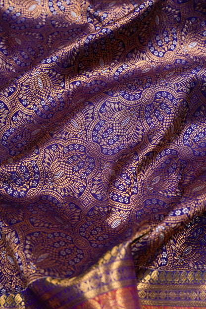 Kanchipuram Silk Brocade Dark Blue Saree