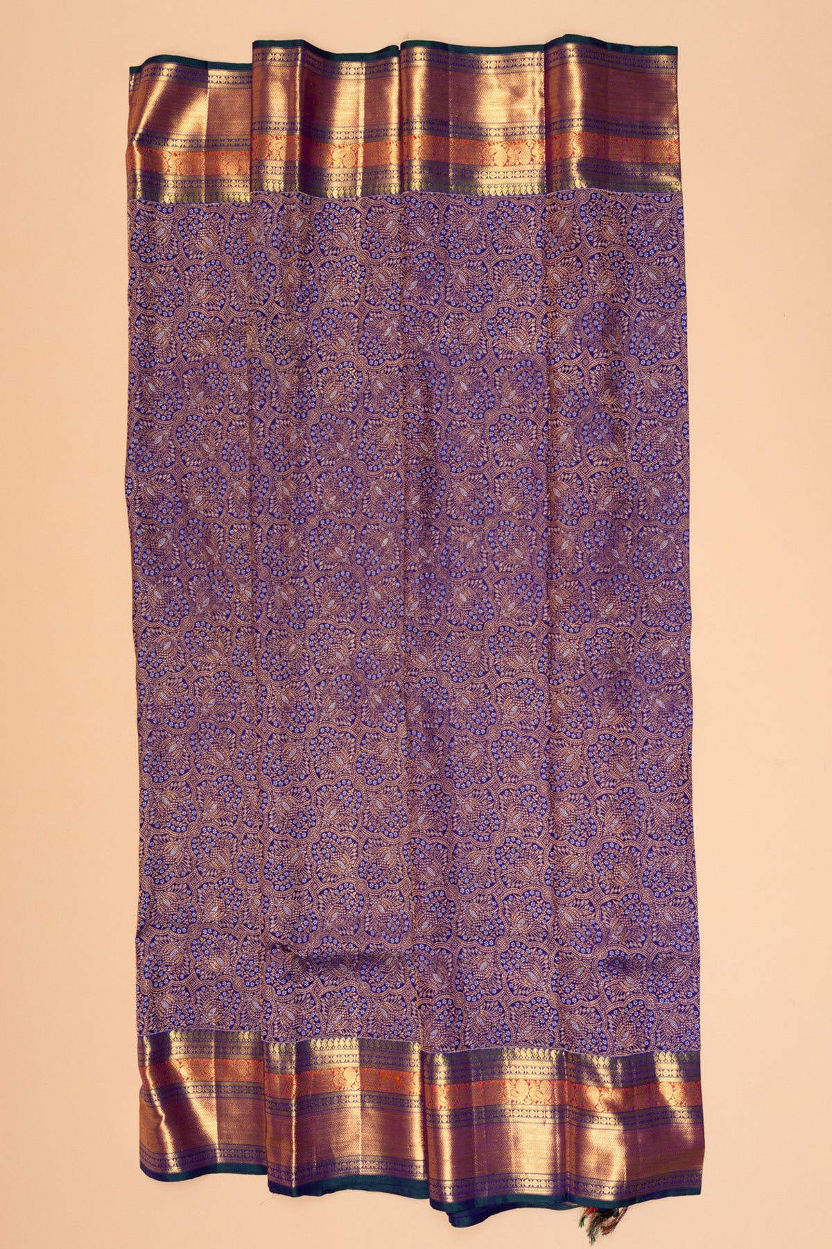 Kanchipuram Silk Brocade Dark Blue Saree