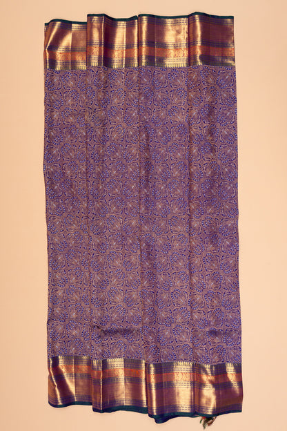 Kanchipuram Silk Brocade Dark Blue Saree