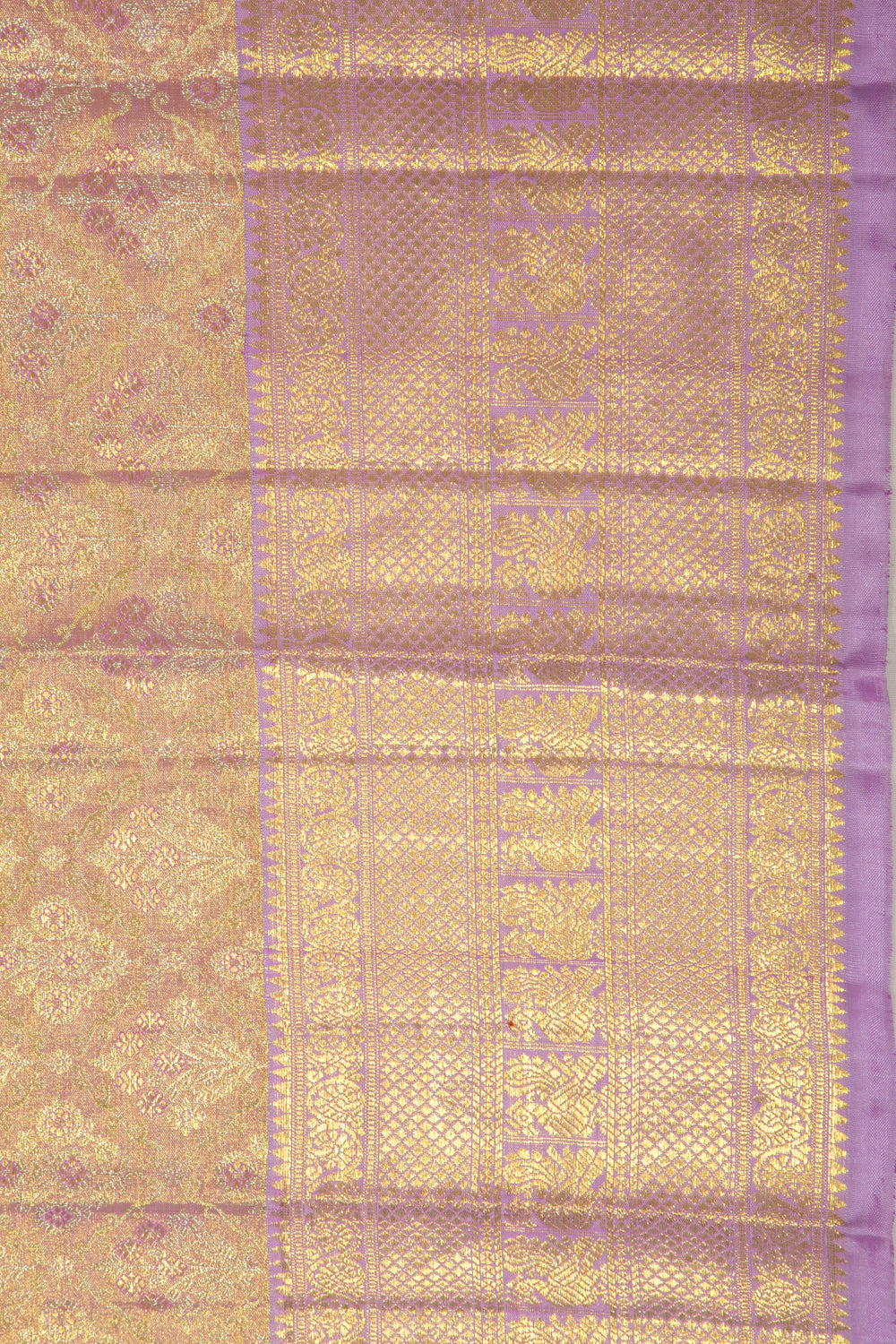 Kanchipuram Silk Tissue Brocade Lavender Saree