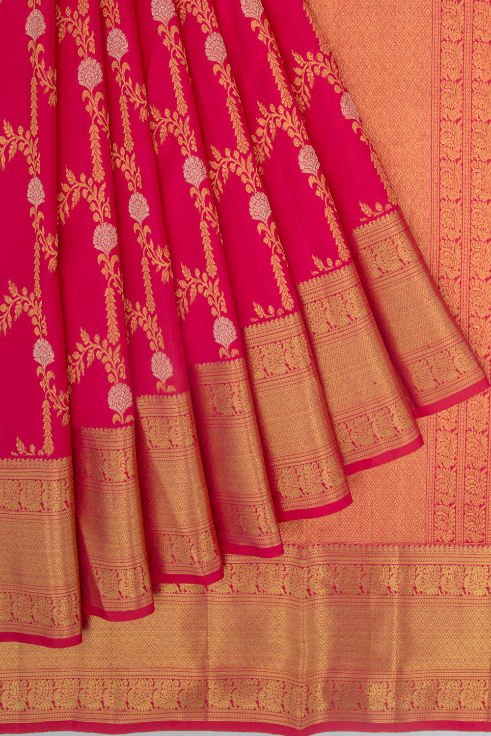 Kanchipuram Silk Jaal Pink Saree