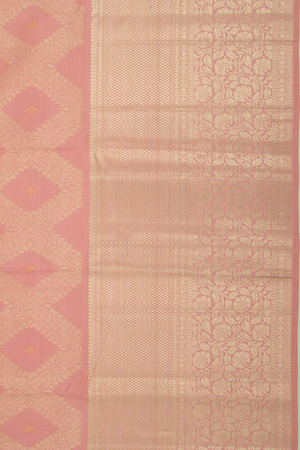 Kanchipuram Silk Brocade Pastel Pink Saree