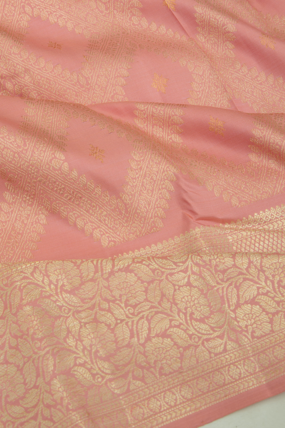 Kanchipuram Silk Brocade Pastel Pink Saree