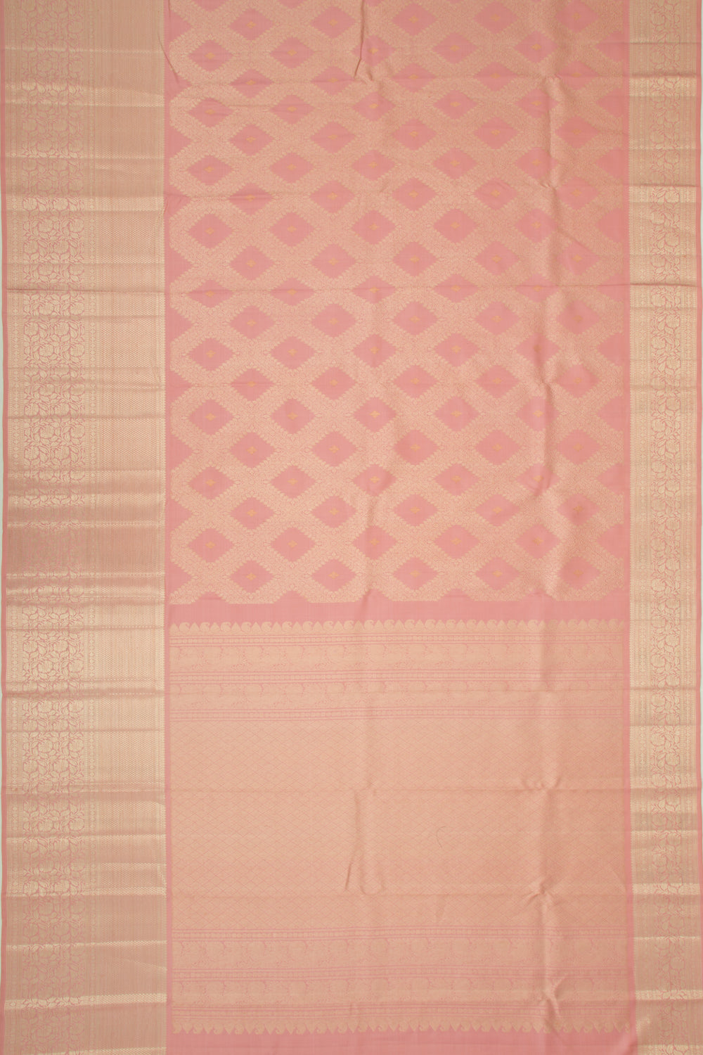 Kanchipuram Silk Brocade Pastel Pink Saree