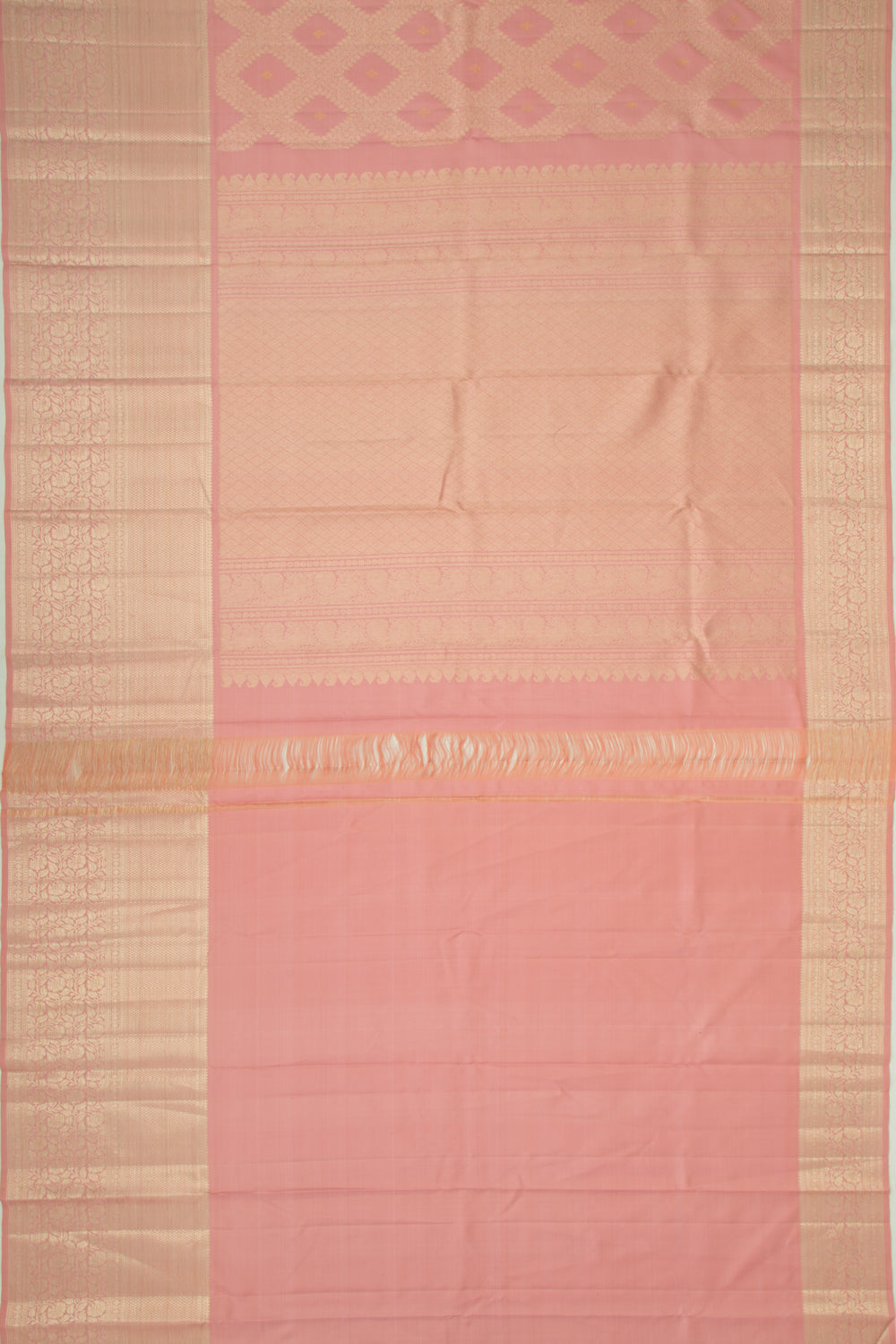 Kanchipuram Silk Brocade Pastel Pink Saree