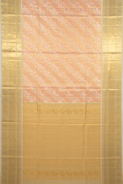 Kanchipuram Silk Tissue Brocade Pastel Orange Saree