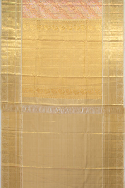 Kanchipuram Silk Tissue Brocade Pastel Orange Saree
