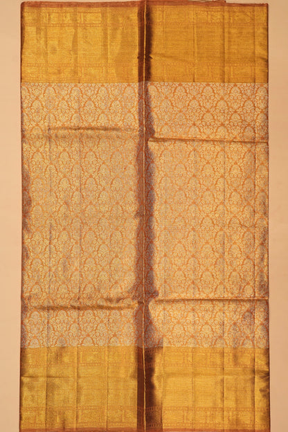 Kanchipuram Silk Tissue Brocade Orange Saree