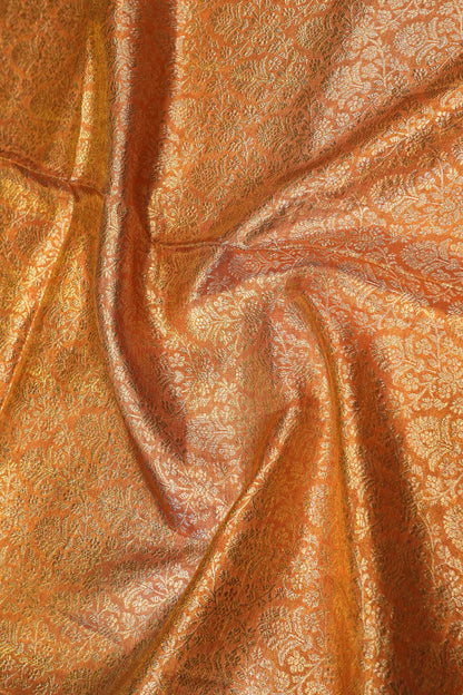 Kanchipuram Silk Tissue Brocade Orange Saree