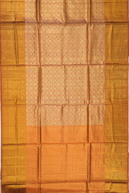 Kanchipuram Silk Tissue Brocade Orange Saree