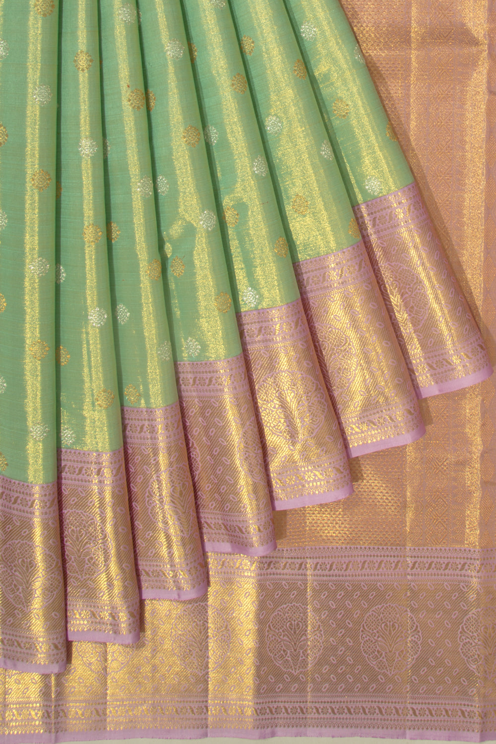 Kanchipuram Silk Tissue Butta Green Saree