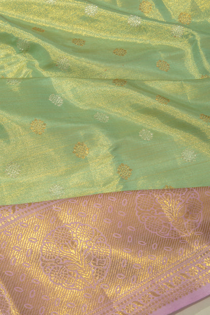 Kanchipuram Silk Tissue Butta Green Saree