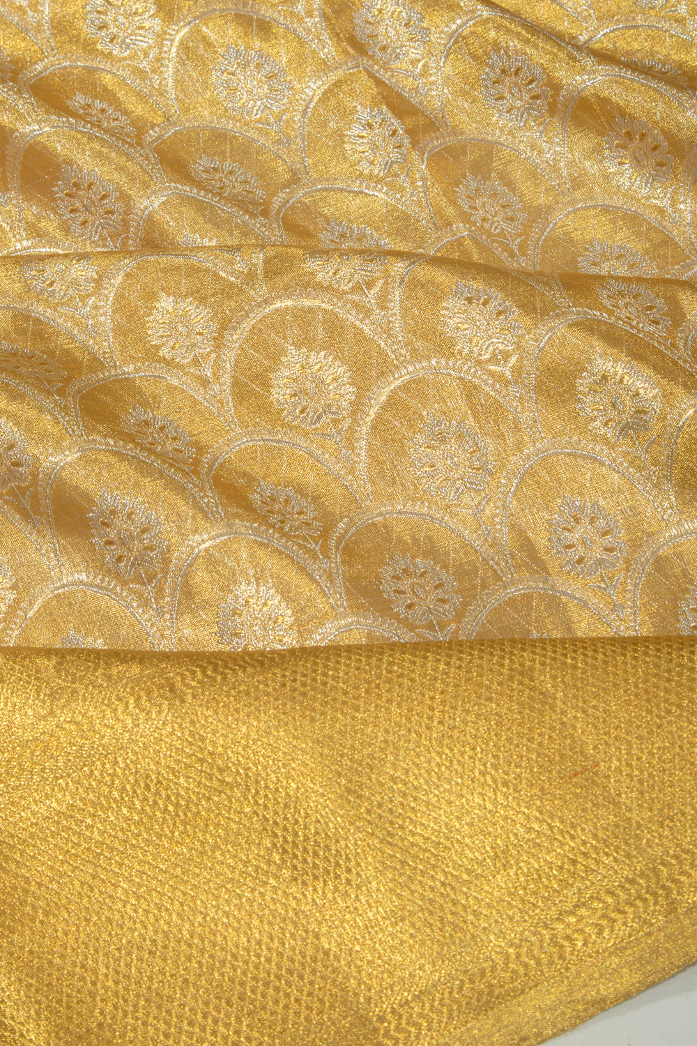 Kanchipuram Silk Tissue Brocade Gold Saree