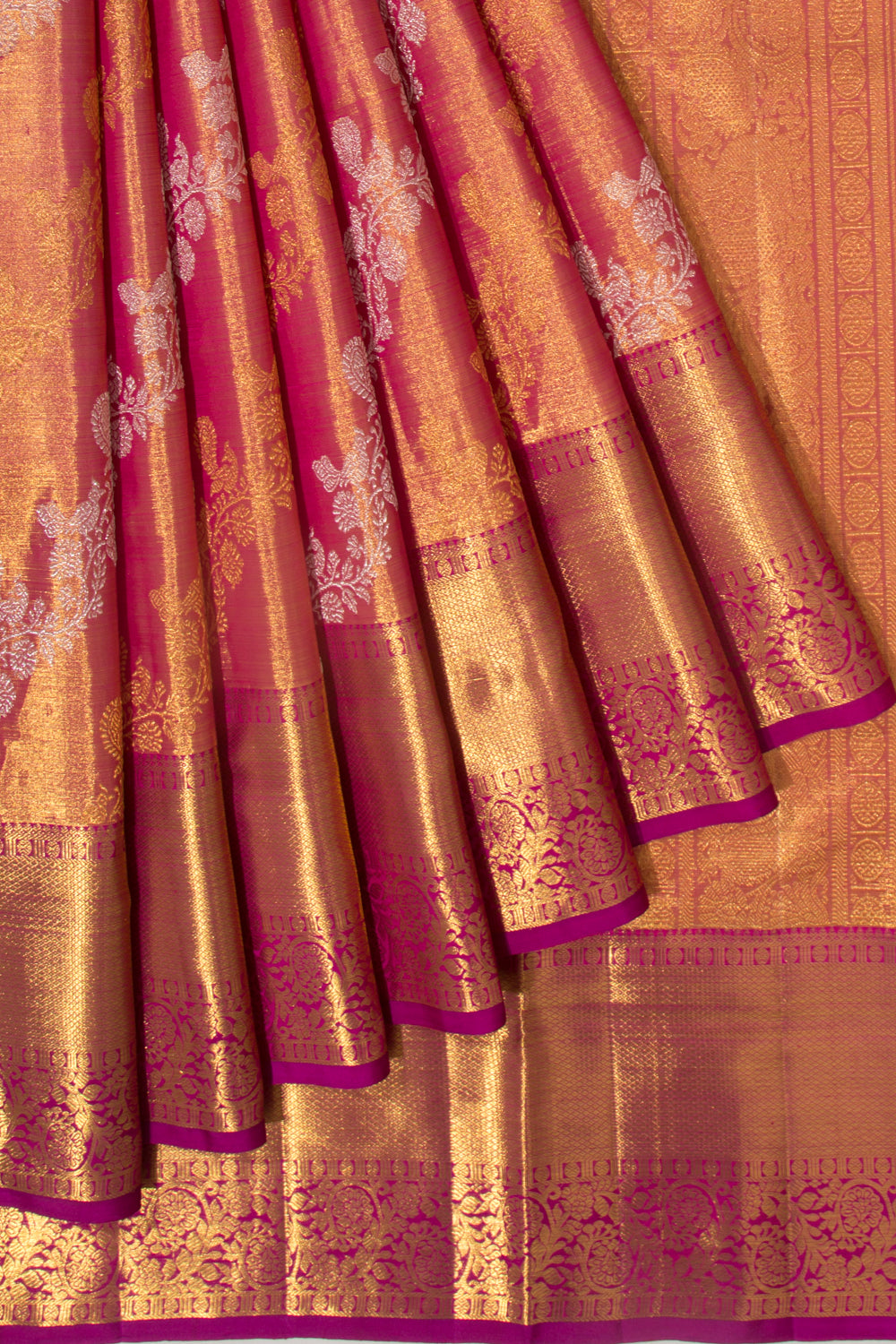 Kanchipuram Silk Tissue Jaal Pink Saree