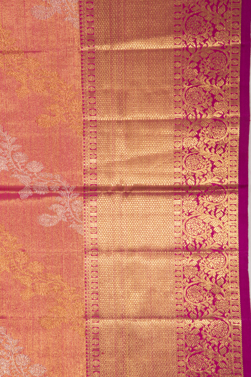 Kanchipuram Silk Tissue Jaal Pink Saree