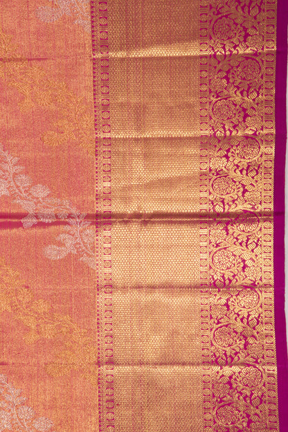 Kanchipuram Silk Tissue Jaal Pink Saree