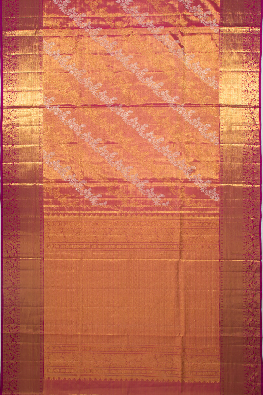 Kanchipuram Silk Tissue Jaal Pink Saree