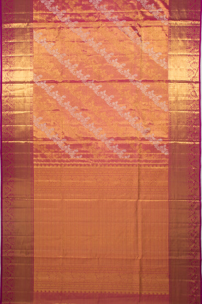 Kanchipuram Silk Tissue Jaal Pink Saree