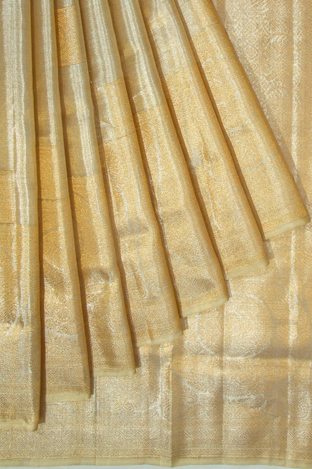 Kanchipuram Silk Tissue Butta Silver Saree