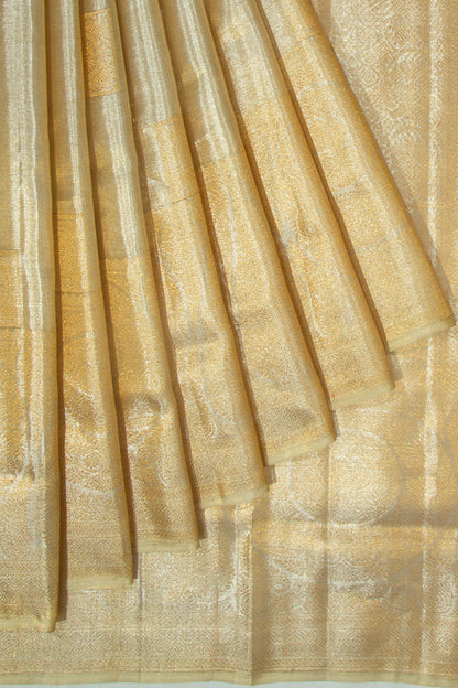 Kanchipuram Silk Tissue Butta Silver Saree