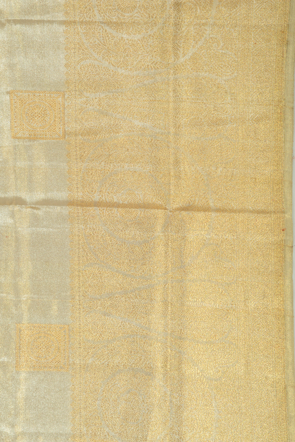 Kanchipuram Silk Tissue Butta Silver Saree-DM